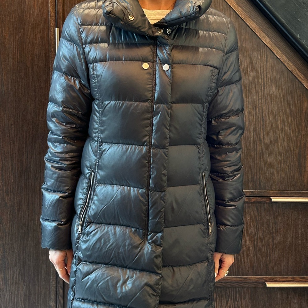 Handstich down navy/black coat